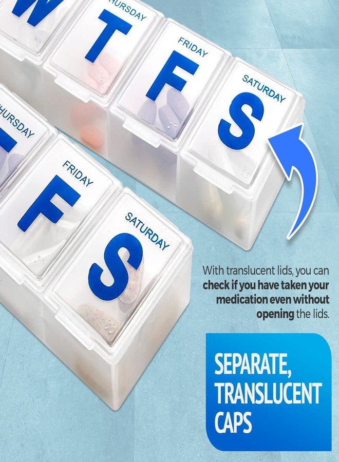 MEDca Weekly Pill Organizer - Extra Large Pill, Medicine, Vitamin Organizer Box, Weekly, Daily Planner Container with Easy to Read Letters, BPA Free - Daily Travel 7 Day Medication Pill Box Case - Image 5